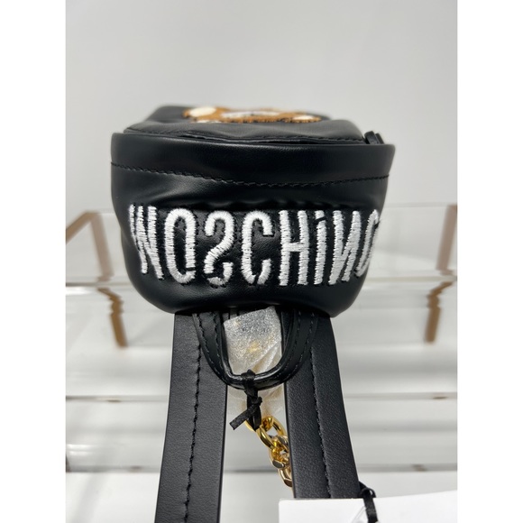Moschino mini Teddy bear embroidered branded backpack black with gold hardware - Picture 6 of 17